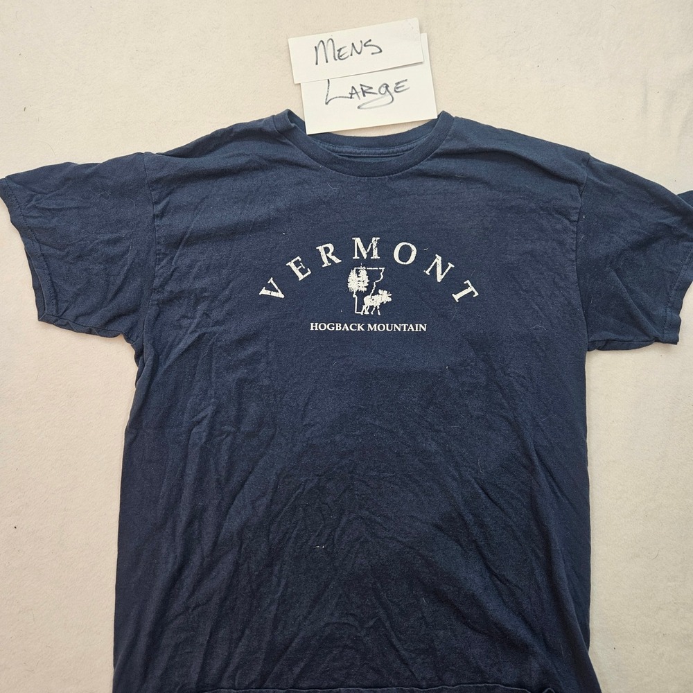 Unbranded Vermont T-Shirt Mens Large Navy Blue Excellent Hogback Mountain Moose